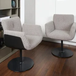 COR Stuhlsets|2-er Set Drehstuhl Alvo Stoff 14002 Hellgrau Schale Kunststoff Schwarz Tellerfuß Lack Schwarz