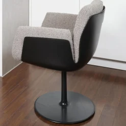 COR Stuhlsets|2-er Set Drehstuhl Alvo Stoff 14002 Hellgrau Schale Kunststoff Schwarz Tellerfuß Lack Schwarz