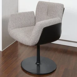 COR Stuhlsets|2-er Set Drehstuhl Alvo Stoff 14002 Hellgrau Schale Kunststoff Schwarz Tellerfuß Lack Schwarz