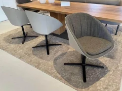 Draenert Stuhlsets|4er Set Drehstuhl Dan Innen Stoff Harris 14 Grau Außen Leder 647 Grau Kreuzfuß Schwarz