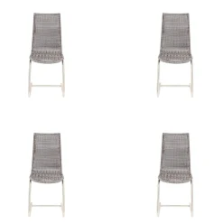 Lavida Stuhlsets|4er Set Freischwinger Jenny Vollgeflecht Kieselgrau Grau Untergestell Rundrohr Edelstahl