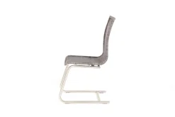 Lavida Stuhlsets|4er Set Freischwinger Jenny Vollgeflecht Kieselgrau Grau Untergestell Rundrohr Edelstahl