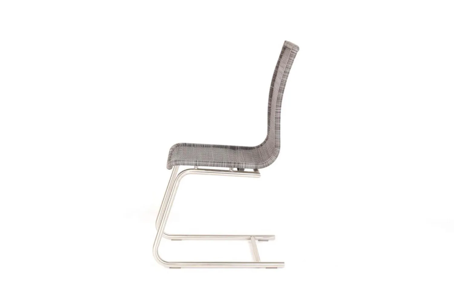 Lavida Stuhlsets|4er Set Freischwinger Jenny Vollgeflecht Kieselgrau Grau Untergestell Rundrohr Edelstahl