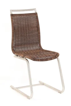 Lavida Stuhlsets|4er Set Freischwinger Jenny Mit Edelstahlgriff Coffe Creme Braun Untergestell Rundrohr Edelstahl