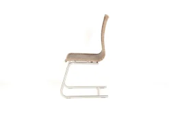 Lavida Stuhlsets|4er Set Freischwinger Jenny Vollgeflecht Macchiato Hellbraun Beige Untergestell Rundrohr Edelstahl