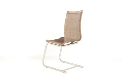 Lavida Stuhlsets|4er Set Freischwinger Jenny Vollgeflecht Macchiato Hellbraun Beige Untergestell Rundrohr Edelstahl