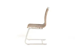 Lavida Stuhlsets|4er Set Freischwinger Jenny Mit Edelstahlgriff Macchiato Braun Beige Untergestell Rundrohr Edelstahl