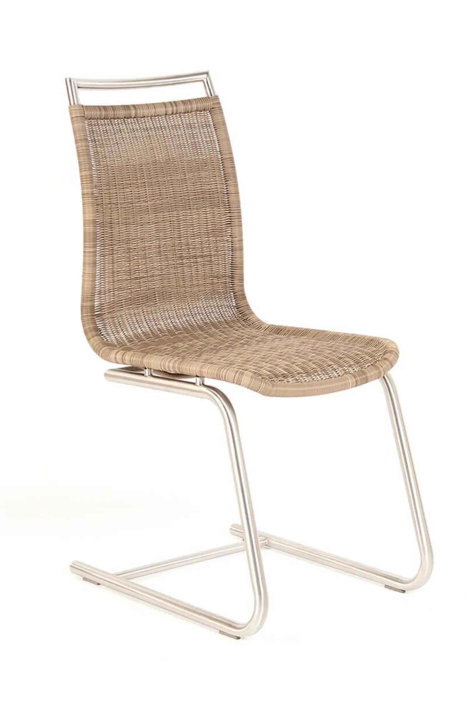 Lavida Stuhlsets|4er Set Freischwinger Jenny Mit Edelstahlgriff Macchiato Braun Beige Untergestell Rundrohr Edelstahl