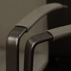 Bacher Stuhlsets|2er Set Freischwinger Kama Leder Hermes H-008 Anthracite Anthrazit Gestell Metall Schwarz Pulverbeschichtet