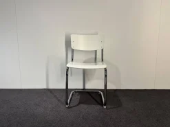 Thonet Stuhlsets|3-er Set Freischwinger Stuhl S43 Decklackiert 9010 Weiss Stahlgestell Verchromt Inklusive Filzgleitern