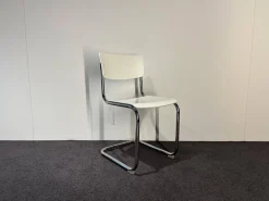 Thonet Stuhlsets|3-er Set Freischwinger Stuhl S43 Decklackiert 9010 Weiss Stahlgestell Verchromt Inklusive Filzgleitern