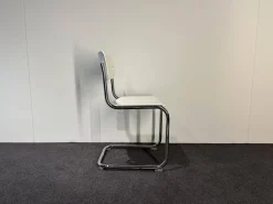 Thonet Stuhlsets|3-er Set Freischwinger Stuhl S43 Decklackiert 9010 Weiss Stahlgestell Verchromt Inklusive Filzgleitern