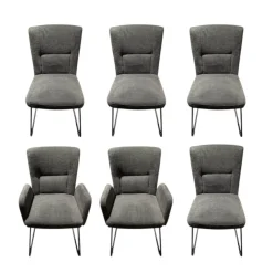 Natura Stuhlsets|6er Set Gainesville Stoff Silent Hunter 361 Anthrazit Gestell Metall Schwarz Pulverbeschichtet