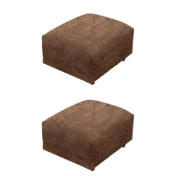 Flexform Hocker & Sitzsäcke|2er Set Hocker Bangkok Leder Wildleder Dunkelbraun Gestell Satiniert