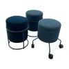 COR Hocker & Sitzsäcke|3er Set Hocker Drop Stoff 8214 Petrol Blau Und 8170 Ozean Dunkelblau Fuß Rollen Und Filzgleiter