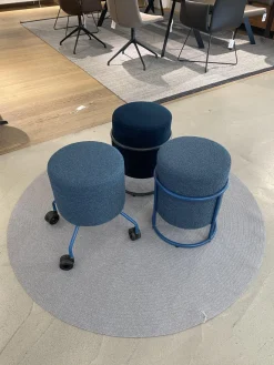 COR Hocker & Sitzsäcke|3er Set Hocker Drop Stoff 8214 Petrol Blau Und 8170 Ozean Dunkelblau Fuß Rollen Und Filzgleiter