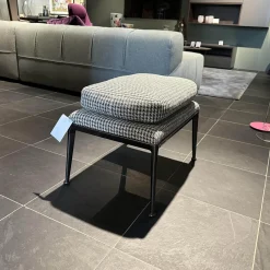 B&B Italia Hocker & Sitzsäcke|2-er Set Hocker Mirto Stoff Scozia 2489151 Grau Füße Schwarzchrom Lackiert