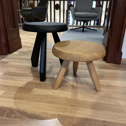 Cassina Hocker & Sitzsäcke|2er Set Hocker Tabouret Berger Und Meribel In Eichenholz Natur Und Schwarz Gebeizt