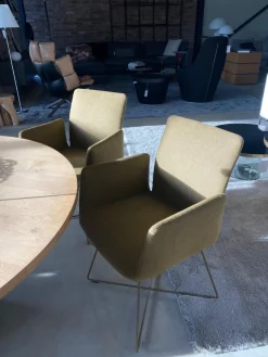 COR Stuhlsets|4er Set Jalis Armlehnstuhl Hoher Rücken Vorzugskombi Bezug Stoff 8306 Moos Braun Drahtgestell M39 Kardamom Braun Gelb