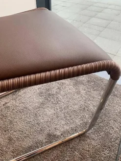 Tecta Stuhlsets|2er Set Kragstuhl B25i Leder Braun Gestell Verchromt