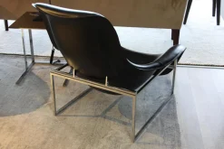 B&B Italia Loungesessel|2-er Set Loungesessel Mart Leder Schwarz Matt und Beistelltisch Simplice