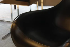 B&B Italia Loungesessel|2-er Set Loungesessel Mart Leder Schwarz Matt und Beistelltisch Simplice