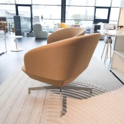 Muuto Loungesessel|2er Set Loungestühle Oslo Stoff Geformter PU Schaum Mit Stahl Und Holzrahmen Beige Gestell Stahl