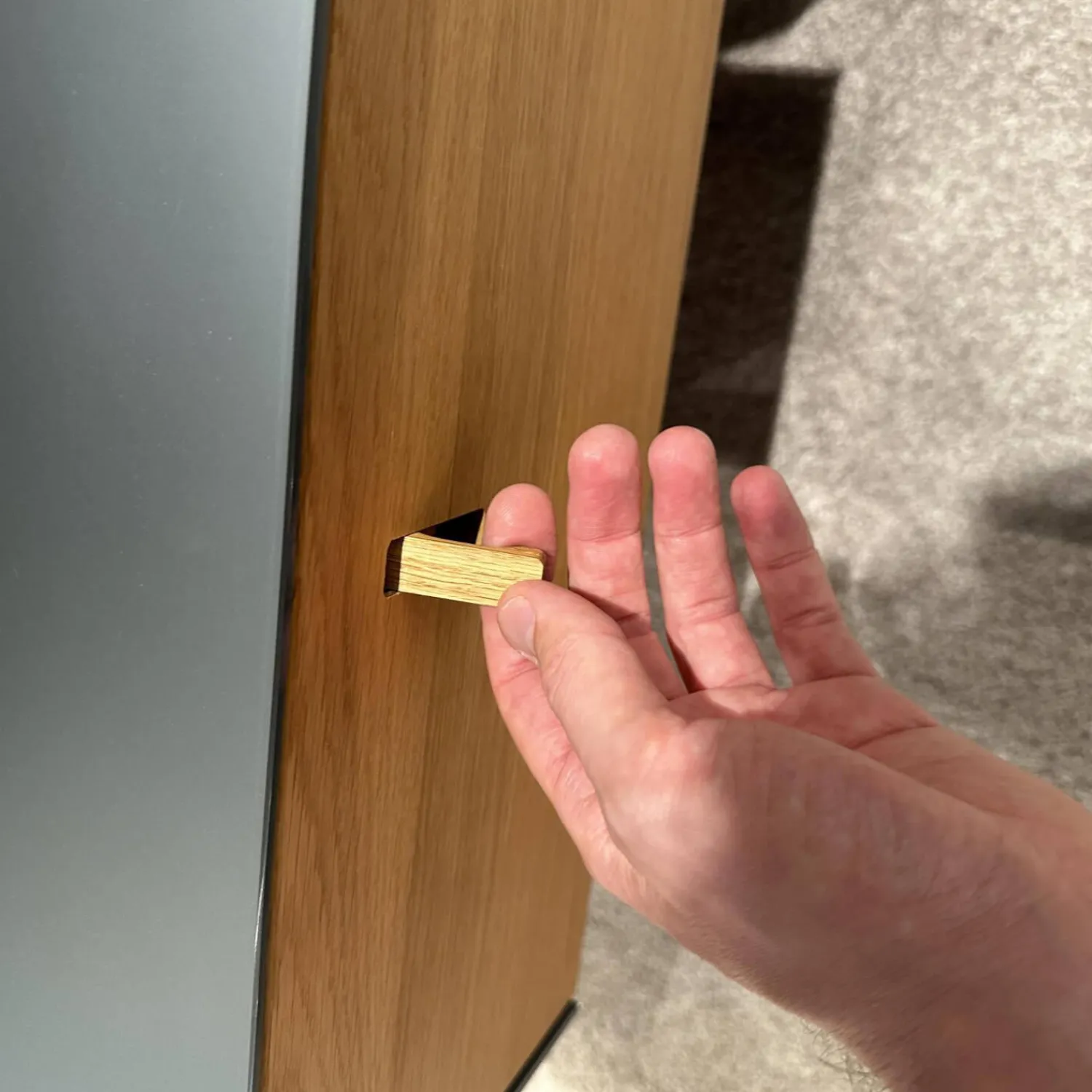 Team 7 Nachttische|2er Set Nachtkästchen Front Eiche Geölt Farbglas Stahl Grau Matt Mit Klappgriff Holz