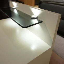 Wiemann Nachttische|2er Set Nachtschrank Shanghai 2 665 062 Korpus Weiß Front Glas Kieselgrau Mit LED Touchbeschlag