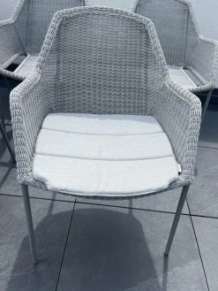 Cane Line Gartenstühle|8er Set Outdoor Stuhl Breeze Stoff Wave Light Grey Grau Mit Kissen Stoff Natte Selected PP Light Grey Grau