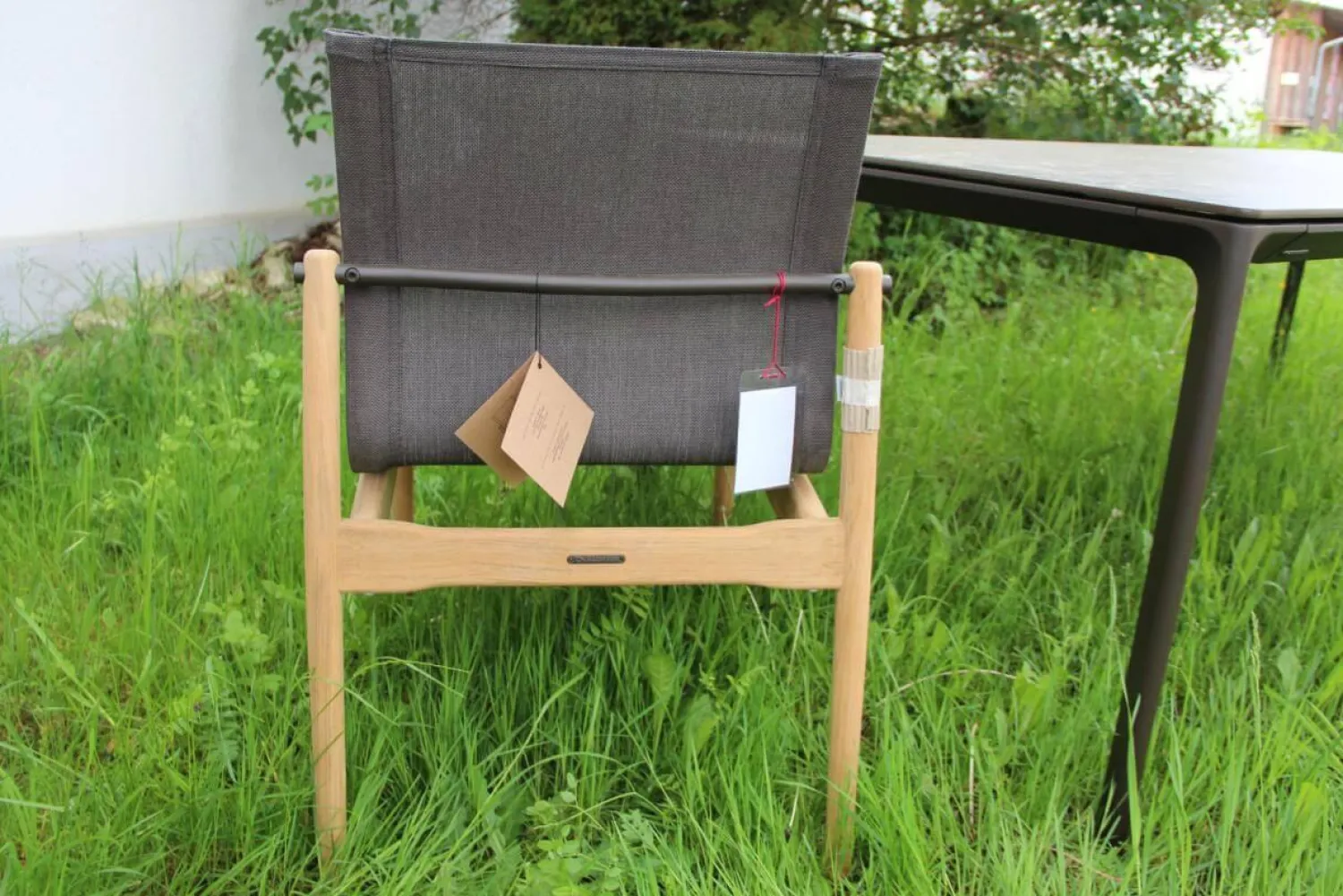 Gloster Gartenstühle|6er Set Outdoor Stuhl Sway Bespannung Java Sepia Natural Grau Rahmen Teakholz Mit Pulverbeschichtetem Aluminium Und Edelstahl Ohne Tisch