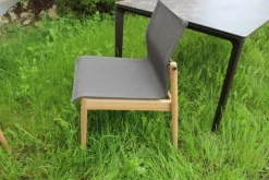 Gloster Gartenstühle|6er Set Outdoor Stuhl Sway Bespannung Java Sepia Natural Grau Rahmen Teakholz Mit Pulverbeschichtetem Aluminium Und Edelstahl Ohne Tisch