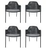 Cane Line Gartenstühle|4er Set Outdoor-Sessel Breeze Cane -Line Faser Natte Grau Aluminium