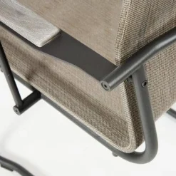 Gloster Gartenstühle|2-er Set Outdoorstühle Sway Bespannung Granite Sling Armlehnen Teak Gestell Meteor