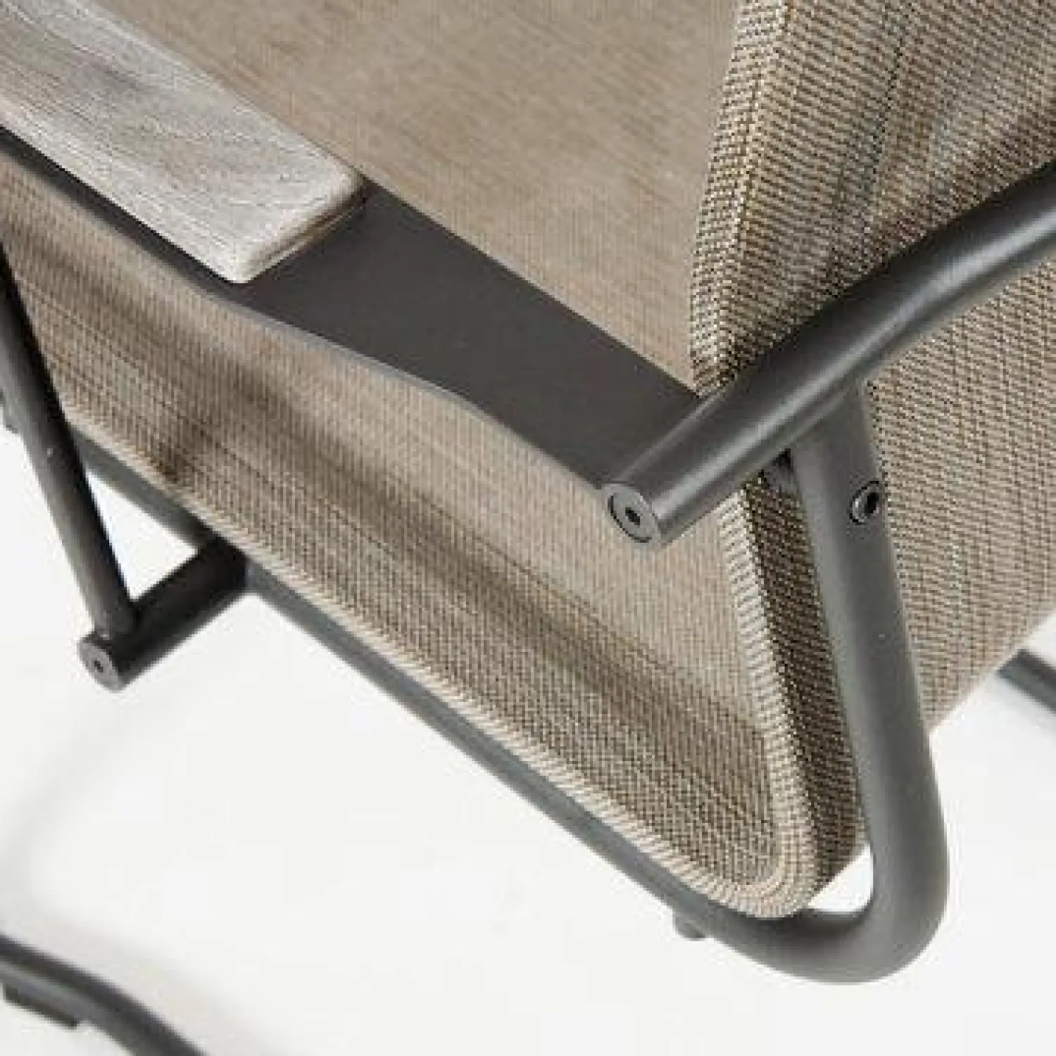 Gloster Gartenstühle|2-er Set Outdoorstühle Sway Bespannung Granite Sling Armlehnen Teak Gestell Meteor