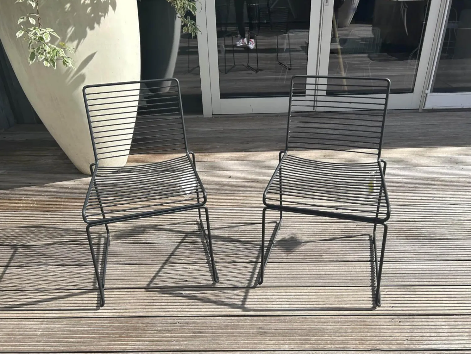 Hay Gartenstühle|2er Set Outdoorstuhl Hee Dining Metall Schwarz