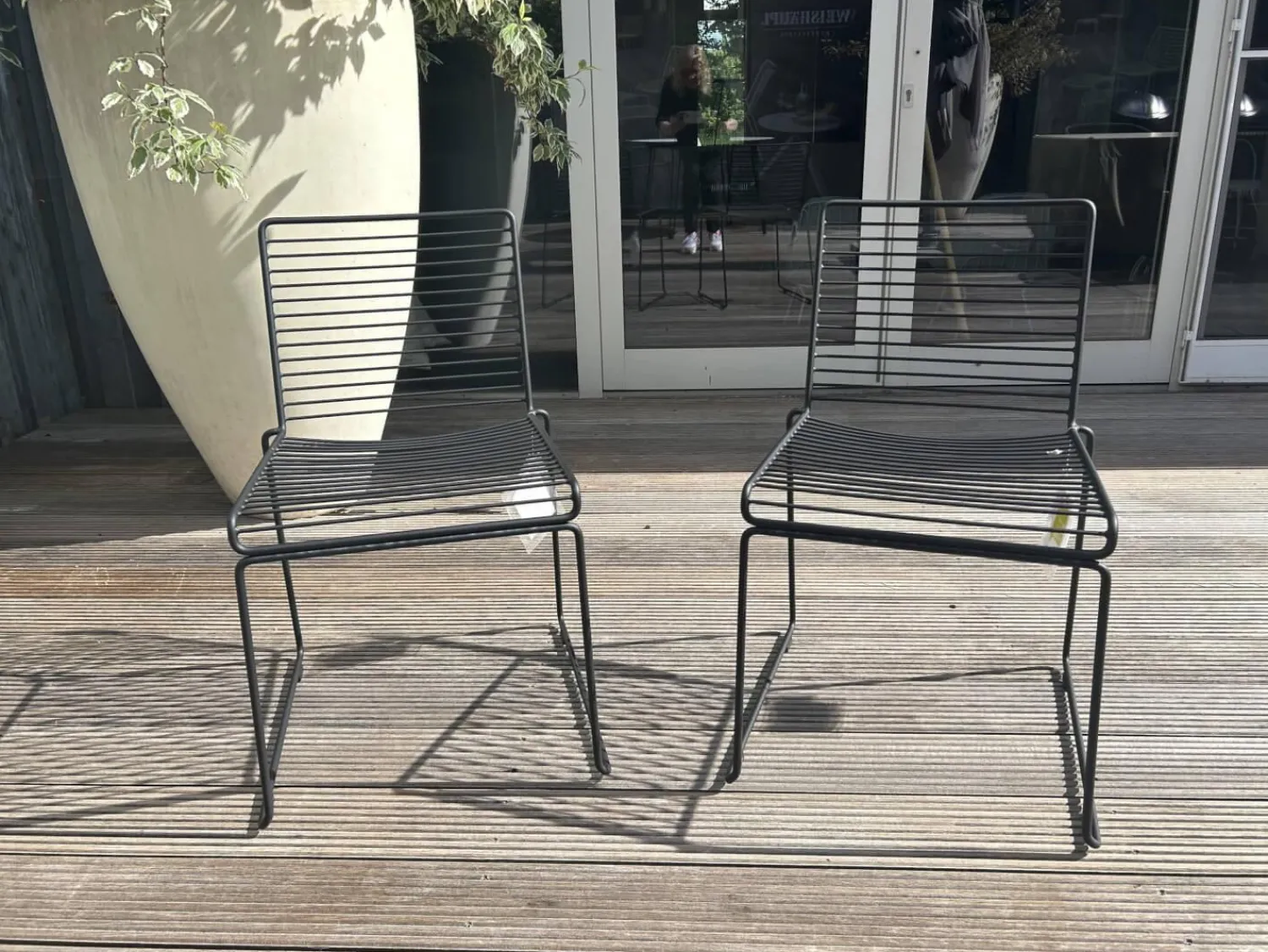 Hay Gartenstühle|2er Set Outdoorstuhl Hee Dining Metall Schwarz
