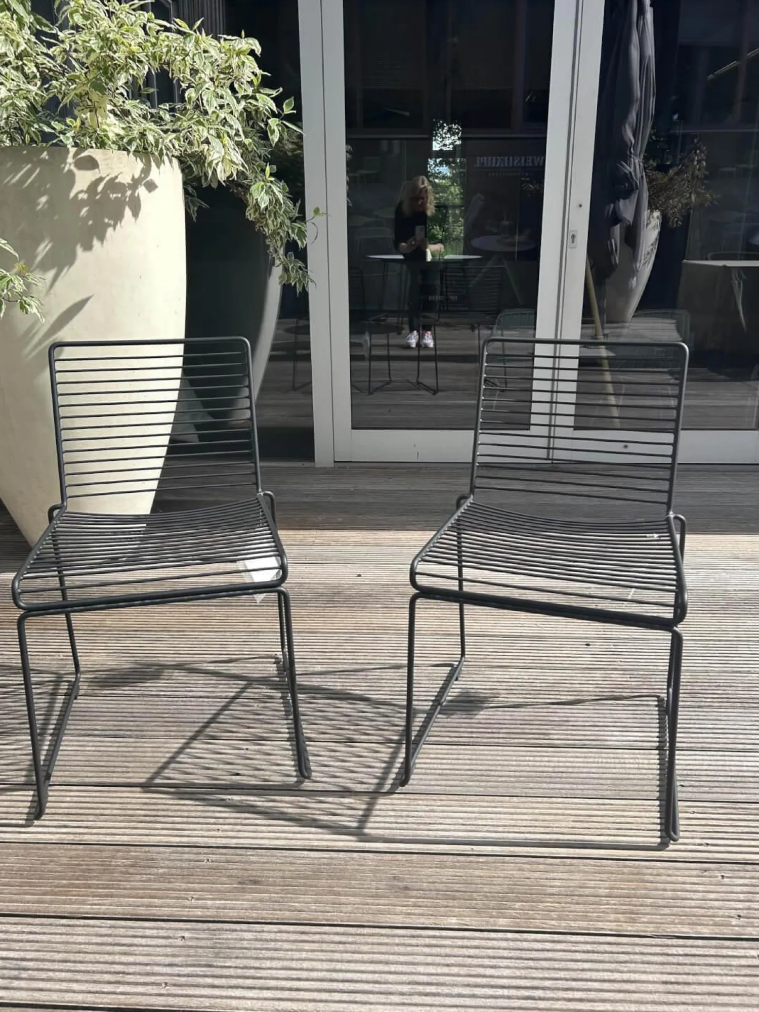 Hay Gartenstühle|2er Set Outdoorstuhl Hee Dining Metall Schwarz