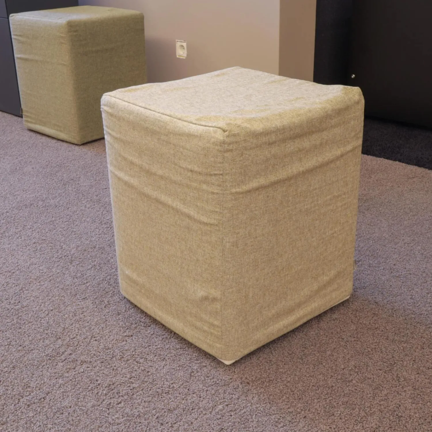 Schramm Hocker & Sitzsäcke|2-er Set Polsterhocker PH Stoff Benno 890 Sand Und Stoff Benno 900 Moos