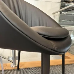 Draenert Stuhlsets|4er Set Schalenstuhl DAN 2042 Leder I 740013 Braun Gestell Dunkelbronze Eloxiert Mit PVC Gleitern