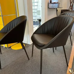 Draenert Stuhlsets|4er Set Schalenstuhl DAN 2042 Leder I 740013 Braun Gestell Dunkelbronze Eloxiert Mit PVC Gleitern