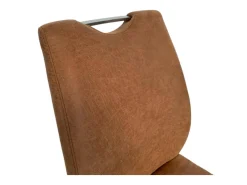 K+W Stuhlsets|3er Set Schwingstuhl 6135 Lederoptik Braun Meliert Gestell Hochkantrohr Edelstahl Gebürstet