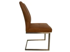 K+W Stuhlsets|3er Set Schwingstuhl 6135 Lederoptik Braun Meliert Gestell Hochkantrohr Edelstahl Gebürstet