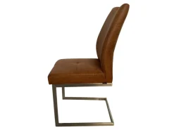 K+W Stuhlsets|3er Set Schwingstuhl 6135 Lederoptik Braun Meliert Gestell Hochkantrohr Edelstahl Gebürstet