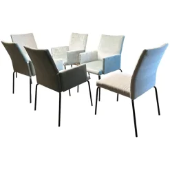 Fischer Möbel Stuhlsets|6er Set Sessel Kalos Stoff Velvet Lagoon Stoff Moss Agua Fuß Edelstahl Pulverbeschichtet Anthrazit Strukturlack Matt