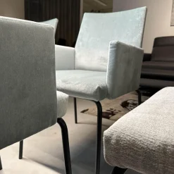 Fischer Möbel Stuhlsets|6er Set Sessel Kalos Stoff Velvet Lagoon Stoff Moss Agua Fuß Edelstahl Pulverbeschichtet Anthrazit Strukturlack Matt