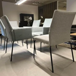 Fischer Möbel Stuhlsets|6er Set Sessel Kalos Stoff Velvet Lagoon Stoff Moss Agua Fuß Edelstahl Pulverbeschichtet Anthrazit Strukturlack Matt