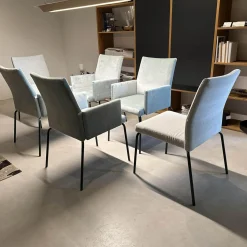 Fischer Möbel Stuhlsets|6er Set Sessel Kalos Stoff Velvet Lagoon Stoff Moss Agua Fuß Edelstahl Pulverbeschichtet Anthrazit Strukturlack Matt