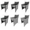 Mobitec Stuhlsets|6er Set Sessel MR Picara 317 Stoff Yves Silver 12 Grau Und Stoff Mango Grey Grau 18746 Füße Rollen Schwarz