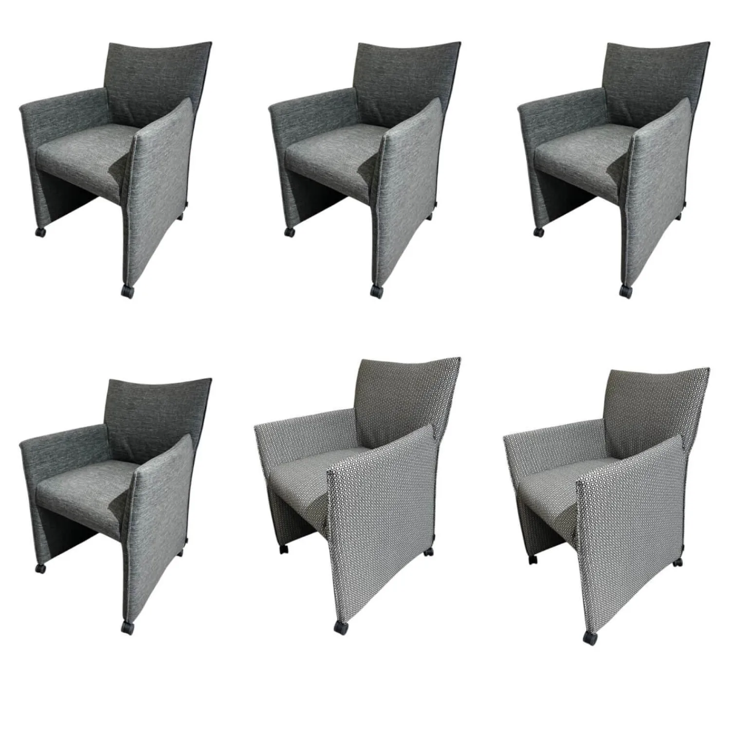Mobitec Stuhlsets|6er Set Sessel MR Picara 317 Stoff Yves Silver 12 Grau Und Stoff Mango Grey Grau 18746 Füße Rollen Schwarz